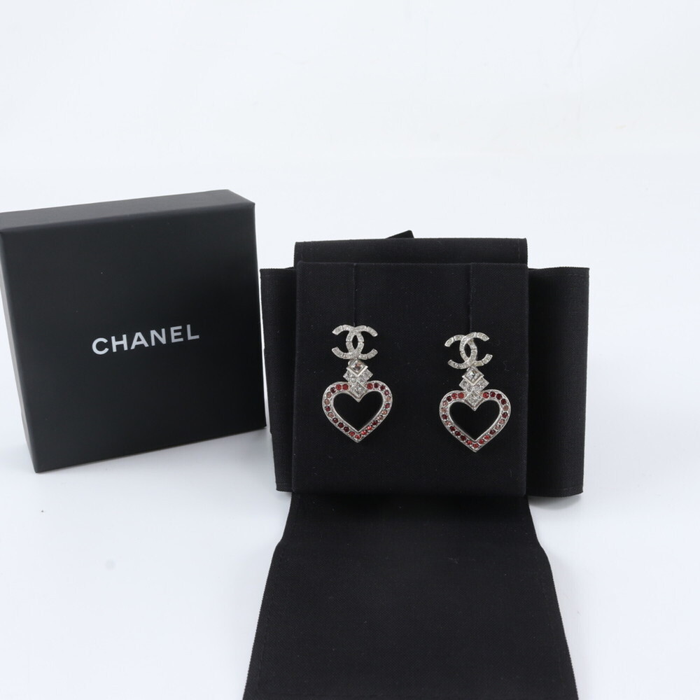 CHANEL Silver Logo Earrings